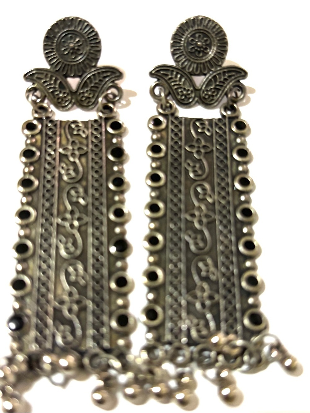 Fashion Jewelry Antique Silver Filigree Long Dangle Earrings